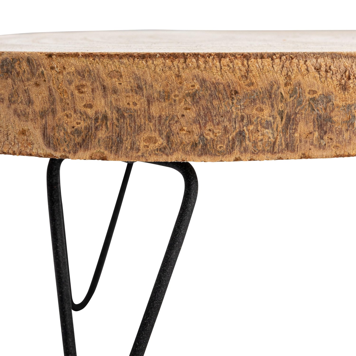 Creative Co-Op Small Paulownia Wood Pedestal with Metal Legs Creative Co-Op