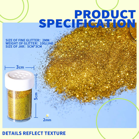 Glitter, Teenitor Fine Glitter, Glitter for Resin, Glitter Crafts and Arts, Scrapbooking, Paints, Assorted Color Kit, 15g Each, Set of 12 Teenitor