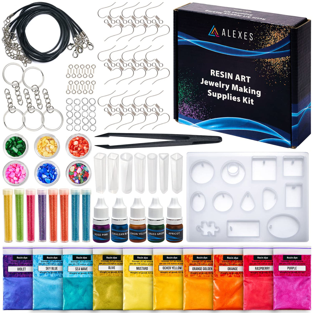 ALEXES Resin Accessories Decoration - Resin Keychain Kit - Resin Decoration Accessories Kit - Epoxy Resin Jewelry Making Supplies - Resin Earring ALEXES