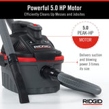 RIDGID 50313 Model 4000RV 4-Gallon Portable Wet and Dry Compact Vacuum Cleaner with 5.0 Peak-HP Motor, 4 gallon, Red RIDGID