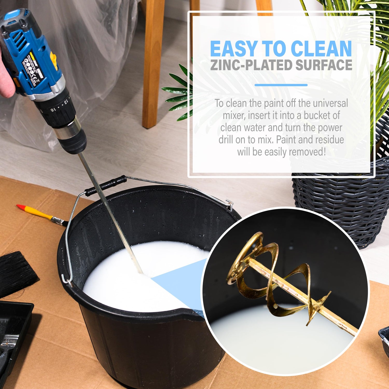 AYZOTEK Paint Mixer for Drill, 1-5 Gallon Bucket, Paint Stirrer for Drill, Zinc Plated, Rust-Free & Easy to Clean, Fits All Standard Drills - For AYZOTEK