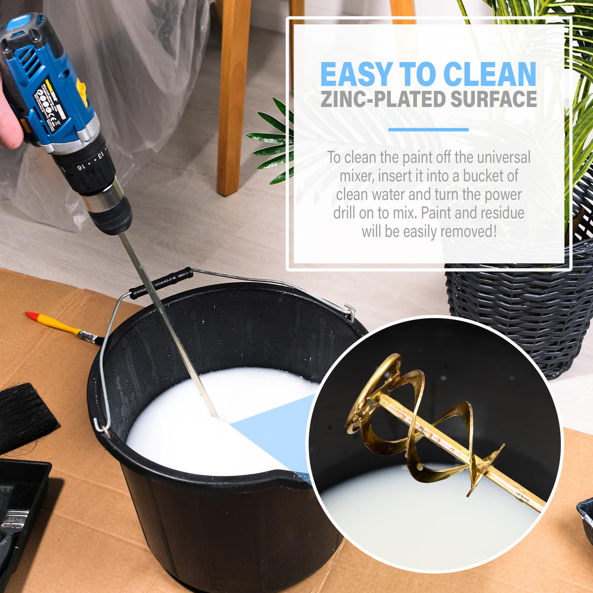 AYZOTEK Paint Mixer for Drill, 1-5 Gallon Bucket, Paint Stirrer for Drill, Zinc Plated, Rust-Free & Easy to Clean, Fits All Standard Drills - For AYZOTEK