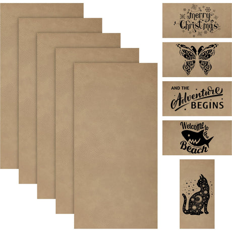 Huhumy 5 Pieces Laserable Leather Sheets 12 x 24 Inch Leatherette Sheets Brown Laser Leather Laser Engraving Supplies for Laser Engraving Art Craft Huhumy