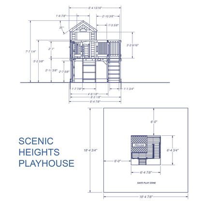 Backyard Discovery Scenic Heights All Cedar Wooden Playhouse, Upper Deck Cottage Style, Saloon Style Doors, Ladder, Stairs, Play Sink, Storage Toy - WoodArtSupply