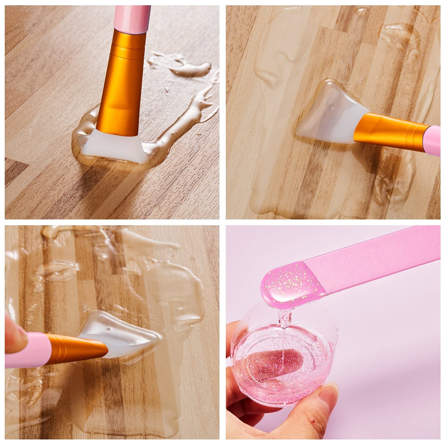 15 Pieces Reusable Stir Sticks Sets Include 12 Pieces Resin Sticks Stirring Makeup Stick and 3 Pieces Silicone Epoxy Brushes for Mixing Resin Epoxy Patelai