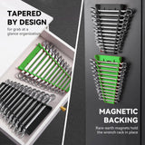 FTIHTRY 4Pack Magnetic Wrench Organizer wrench rack Tool Trays, Premium Quality Wrench Holder SAE(1/4" - 1/16") and Metric(6mm-24mm) FTIHTRY