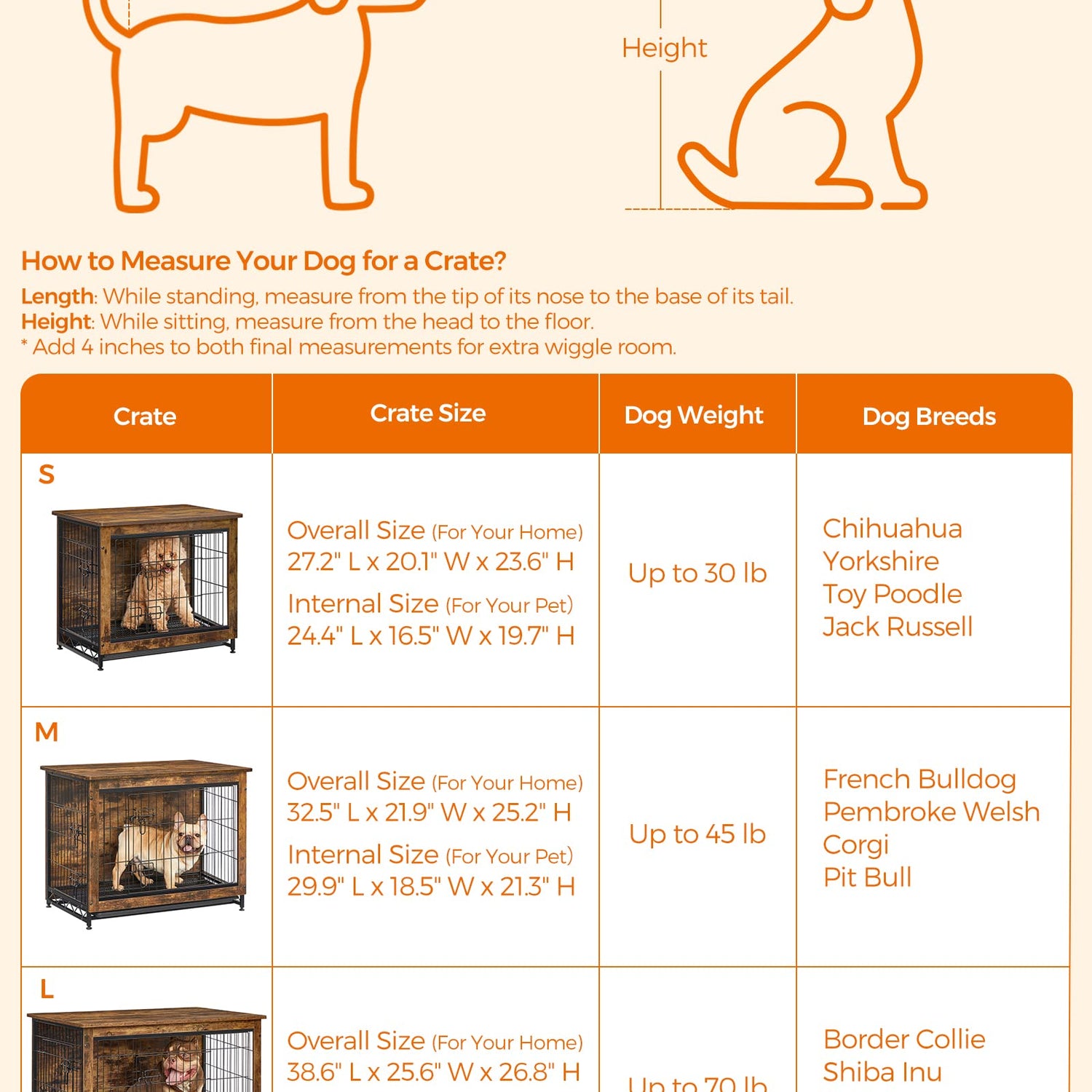 Feandrea Dog Crate Furniture, Side End Table, Modern Kennel for Dogs Indoor up to 70 lb, Heavy-Duty Dog Cage with Multi-Purpose Removable Tray, Feandrea