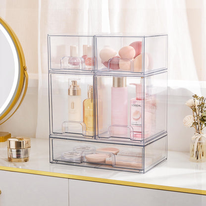 Stackable Makeup Organizer Storage Drawers, Tall Acrylic Bathroom