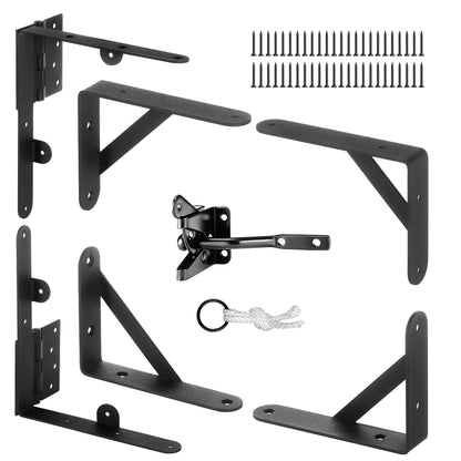 Anti Sag Gate Kit and Gate Latch - Gate Corner Bracket with Gate Hinges Heavy Duty for Wooden Fences-No Sag Gate Corner Brace Bracket for Doors,