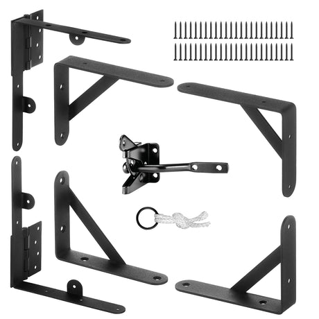 Anti Sag Gate Kit and Gate Latch - Gate Corner Bracket with Gate Hinges Heavy Duty for Wooden Fences-No Sag Gate Corner Brace Bracket for Doors, TANIVO