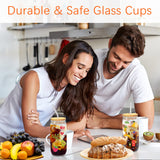 PeacePeo Glass Cups with Lids and Straws 20Pcs 16oz Ice Coffee Cup Skinny and Long Can Beer Cups Glass Set Drinking Glasses with Bamboo Lids Reusable PeacePeo