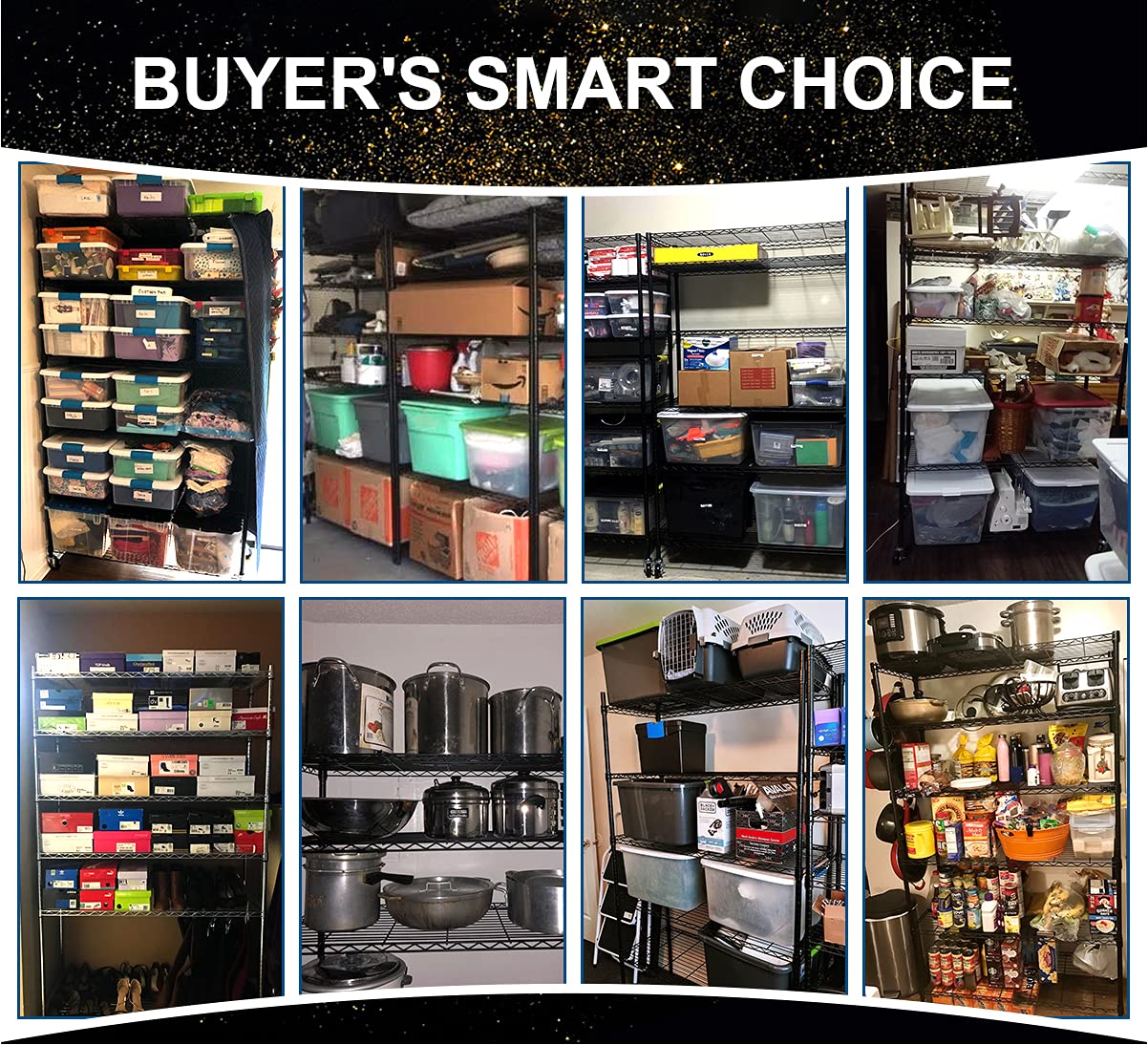 Storage Shelves Metal Shelf Wire Shelving Unit with Wheels 6 Tier NSF Certification Adjustable Garage Shelving Utility Steel Heavy Duty Commercial Dkeli