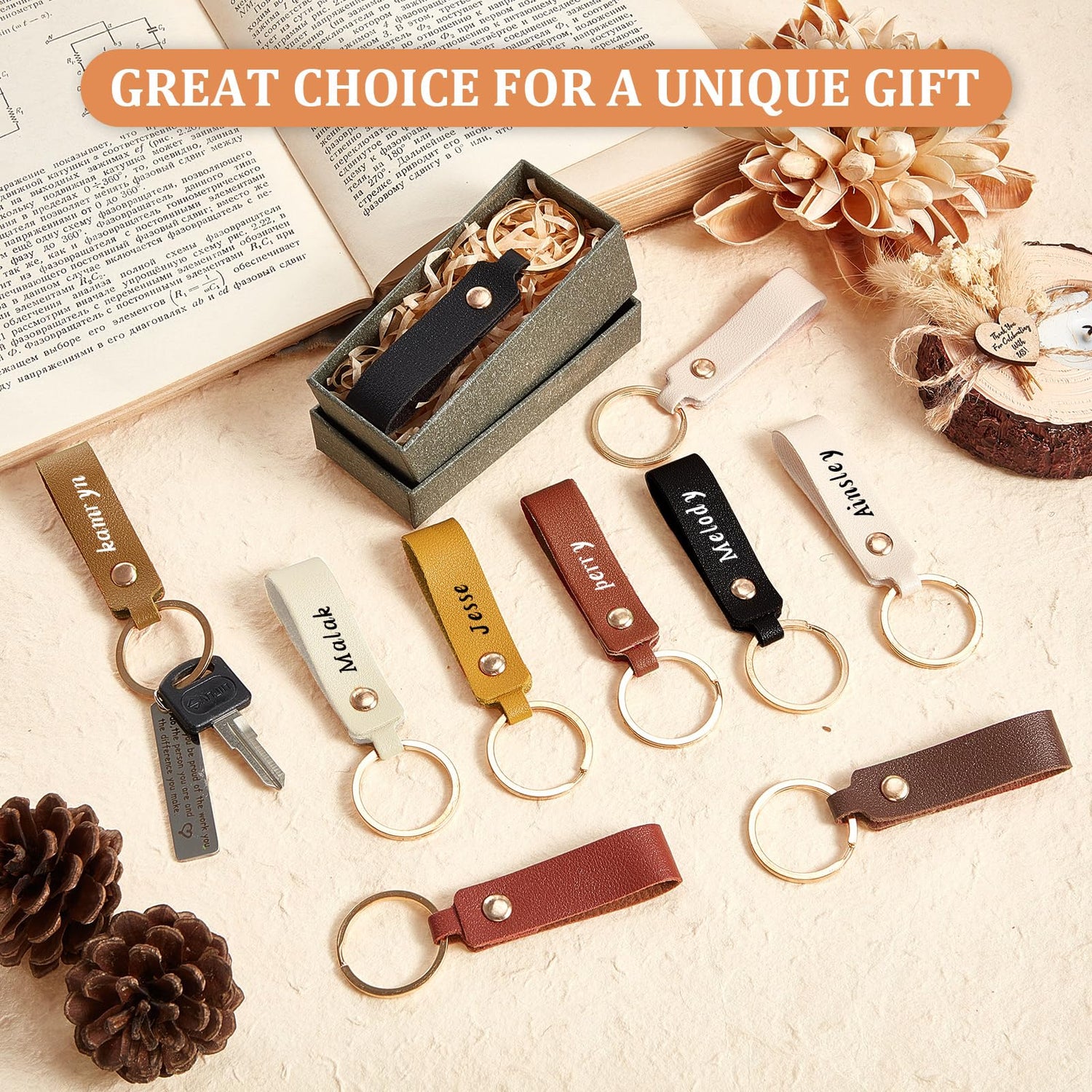 Wavyknot 100 Pcs PU Leather Key Fobs Kit Blanks DIY Laser Engraving Keychain for Leather Keychain Making Supplies(Colorful, 3.7 x 0.7 Inches) Wavyknot