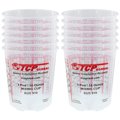 Custom Shop - Pack of 12 Each - 16 Ounce Paint Mixing Cups - 1 Pint - Cups Have calibrated Mixing ratios on Side of Cup - WoodArtSupply