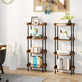 Vintage 4-Tier Hosfais Small Bookcase for Space-Saving Storage in Rustic Brown Hosfais