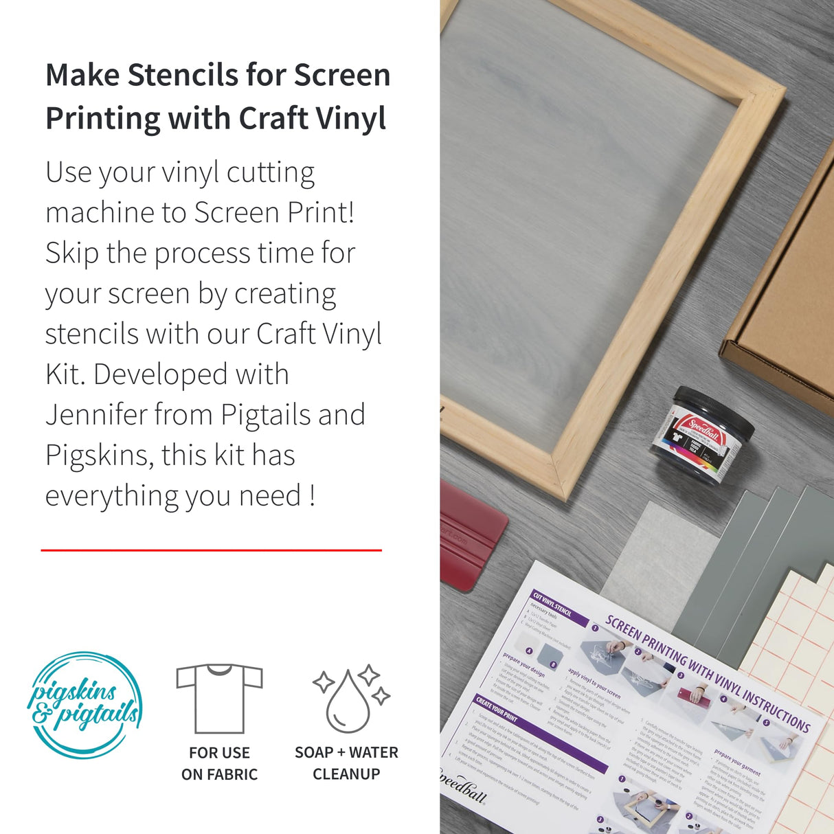 Speedball Beginner Screen Printing Craft Vinyl Kit, Use with Cutting Machine to Easily Print Custom T-Shirts and Home Decor Speedball