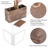 WuGeShop Rustic Utensil Caddy, 4 Adjustable Compartments Wooden Silverware Caddy, Upgraded Version kitchen Utensil Holders for Countertop WuGeShop