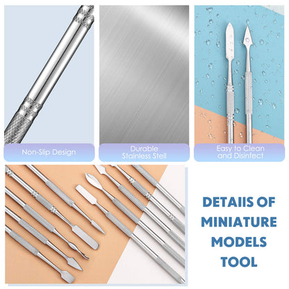 5 Pieces Miniature Sculpting Tools Set Mini Stainless Steel Double-Headed Tool for Model and Convert Plastic, Resin and Metal Tabletop War Game - WoodArtSupply