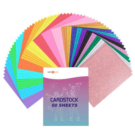 HTVRONT Colored Cardstock Paper Bundle, 60 Sheets 20 Colors, Glitter Cardstock and Colored Card Stock 8.5 x 11in, Thick Glitter Cardstock for Cricut HTVRONT