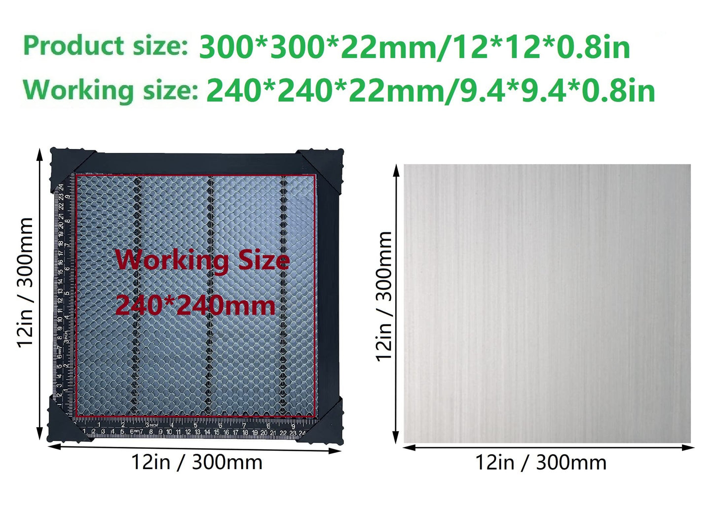 ModWgGuo Laser Bed for Laser Engraver, Honeycomb Working Panel with Aluminum Plate for Table-Protecting, 300mm * 300mm x 22mm - WoodArtSupply