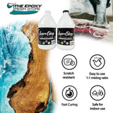 Super Gloss Epoxy Resin UV Stable Glass Like Finish for Bar Counters and Wood Tabletops, 1 Gallon Kit Easy Mixing at 1-1 by Volume Clearcast 7000