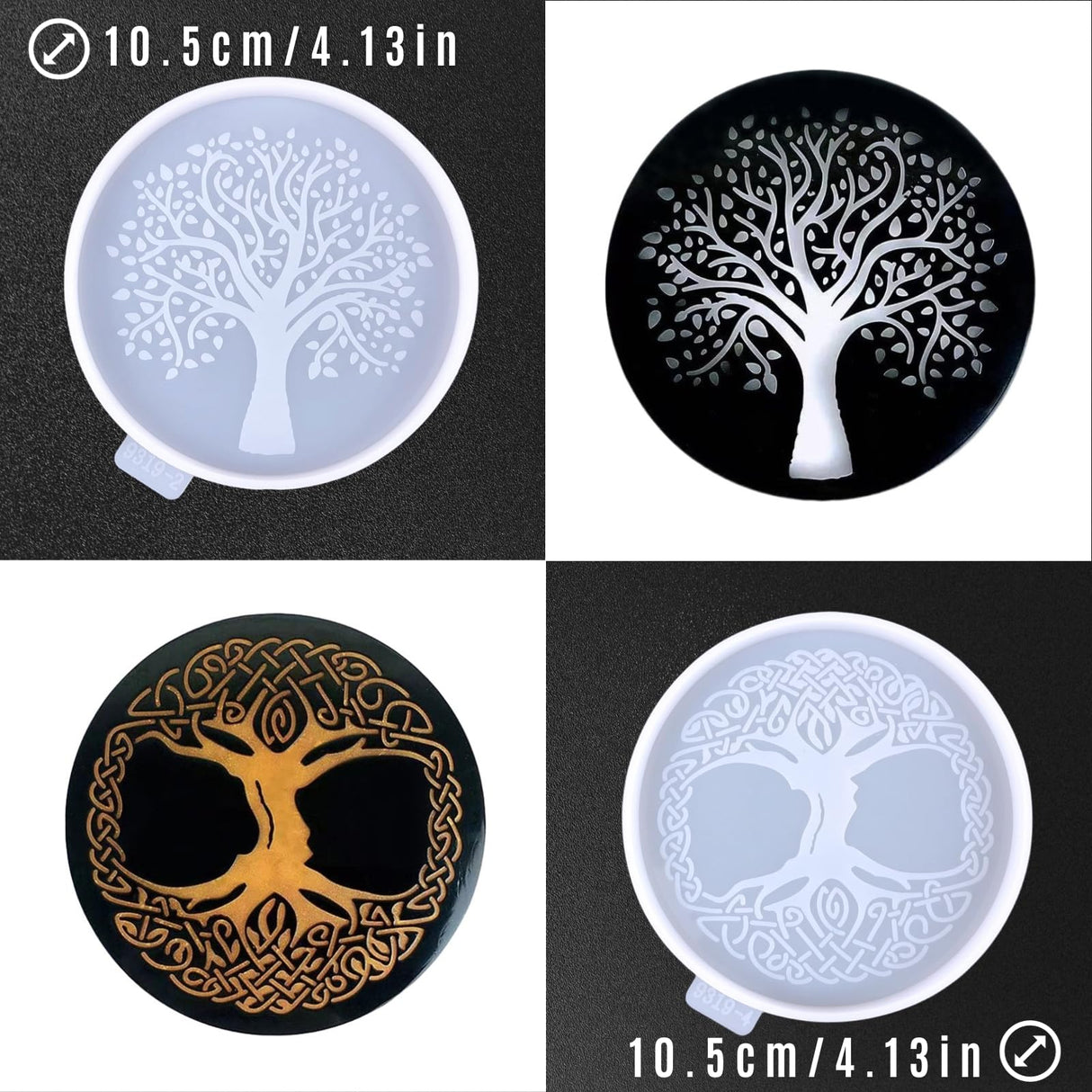 2pcs Tree of Life Coaster Silicone Molds, Tree of Life Epoxy Resin Casting Mold for Drink Coasters, Cup Mats, Home Decor, Handmade Crafts KIUMODIY