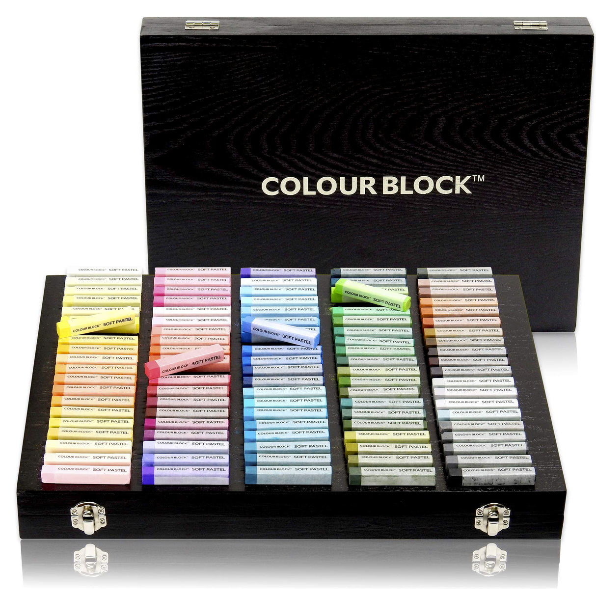COLOUR BLOCK 100pc Wooden Case Soft Pastel Art Set for Beginners and Experienced Artists I Colors Square Chalk Pastels Art Supplies for Drawing, COLOUR BLOCK