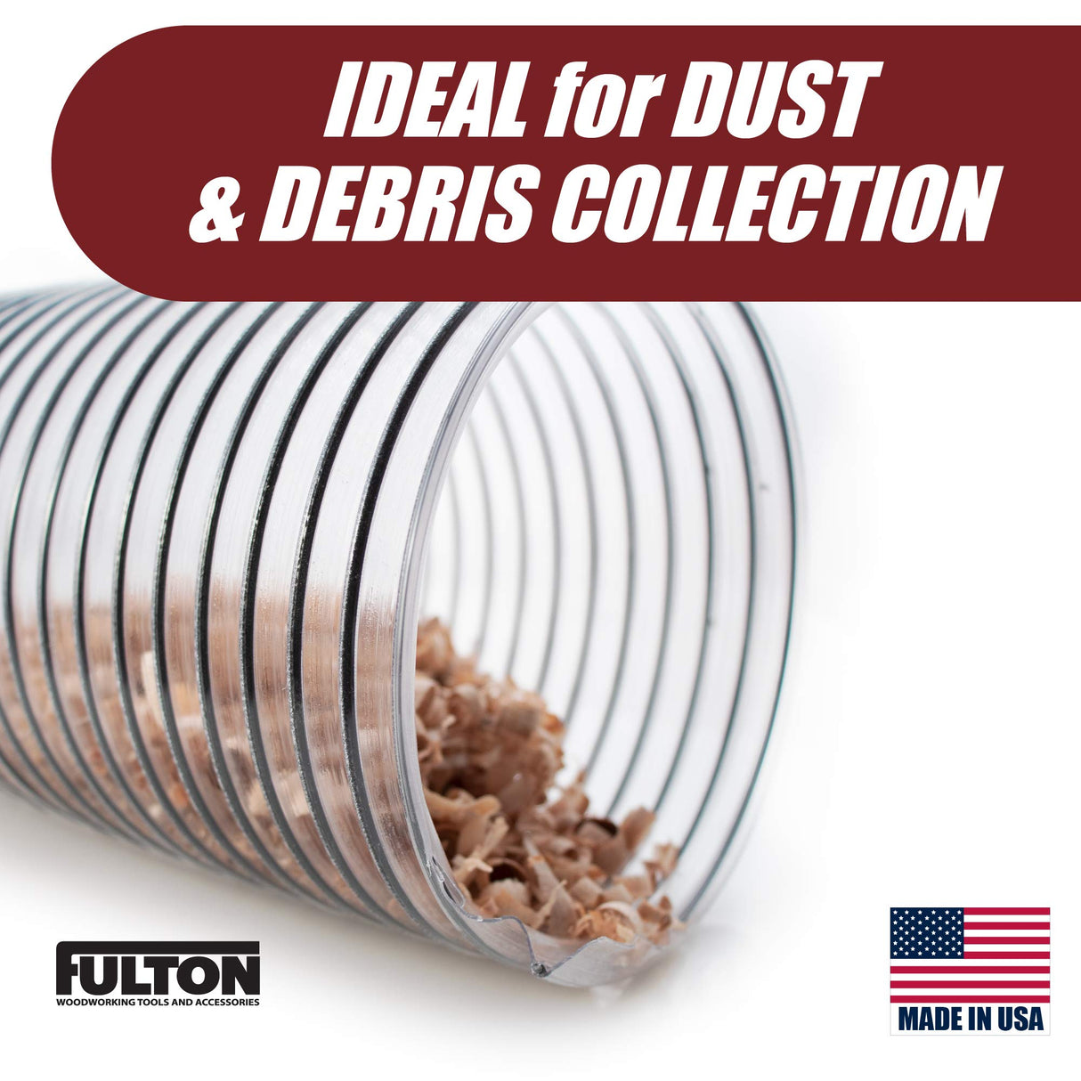 4 inch diameter x 10 foot long Ultra Flex Clear Vue Heavy Duty PVC Dust Debris and Fume Collection Hose MADE IN USA! Fulton