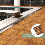 Interlocking Deck Tile (Pack of 10, 12"x12") Acacia Hardwood Deck Tile, Interlocking Patio Tile in Solid Acacia Wooden Oiled Finish Waterproof All LOAQUA