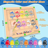 DUKVSG Magnetic Color & Number Maze, Montessori Counting Matching Toys, Wooden Magnet Maze Board Game Fine Motor Skills Toys for 3 4 5 Years Old DUKVSG