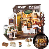 DIY Miniature House Kit Flavory Coffee Shop, Tiny House Kit for Adults to Build, Mini House Making Kit with Furnitures, Halloween/Christmas Wowood