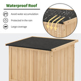 MCombo Outdoor Wooden Storage Cabinet, Garden Tool Shed with Latch, Outside Tools Wood Cabinet with Double Doors for Patio 0808 (Natural, Medium) MCombo