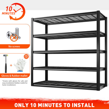 REIBII 48.2''W Garage Shelving 3000LBS Heavy Duty Storage Shelves 72''H Adjustable 5 Tier Metal Shelving for Garage Storage Rack Industrial Shelves - WoodArtSupply