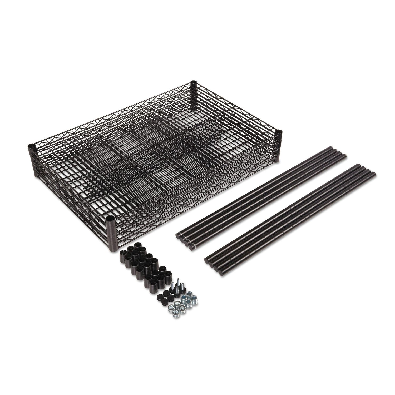 Alera ALE Industrial Heavy-Duty Wire Shelving Starter Kit, 4-Shelf, 48w x 24d x 72h, Black Alera