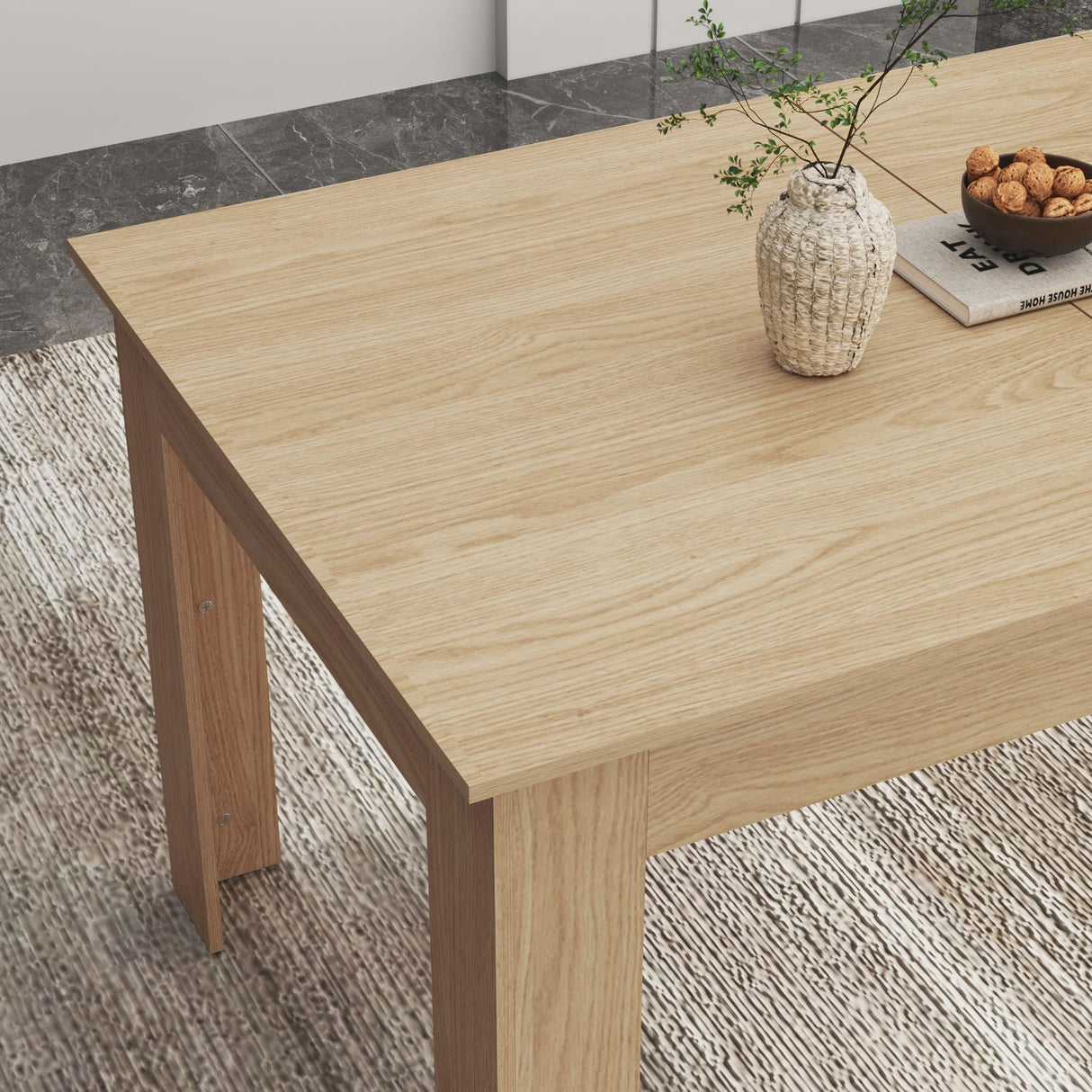 Fingertip WD Extendable Dining Table for 6-10 Person, Wooden Dining Room Table, Modern Extendable Table for Gatherings, Meeting for Small Kitchens, Fingertip WD