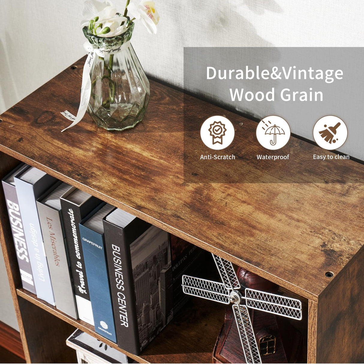 6-Tier Brown Wooden Bookshelf with Cabinet Doors - Multi-Functional Storage for Home Office and Living Spaces oneinmil