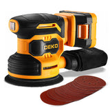 DEKOPRO 20V Orbital Sander Cordless Power Sander Tool with Battery and Charger Electric Hand Sanders Tools for Wood, Dust Bag, Vacuum Blower DEKOPRO
