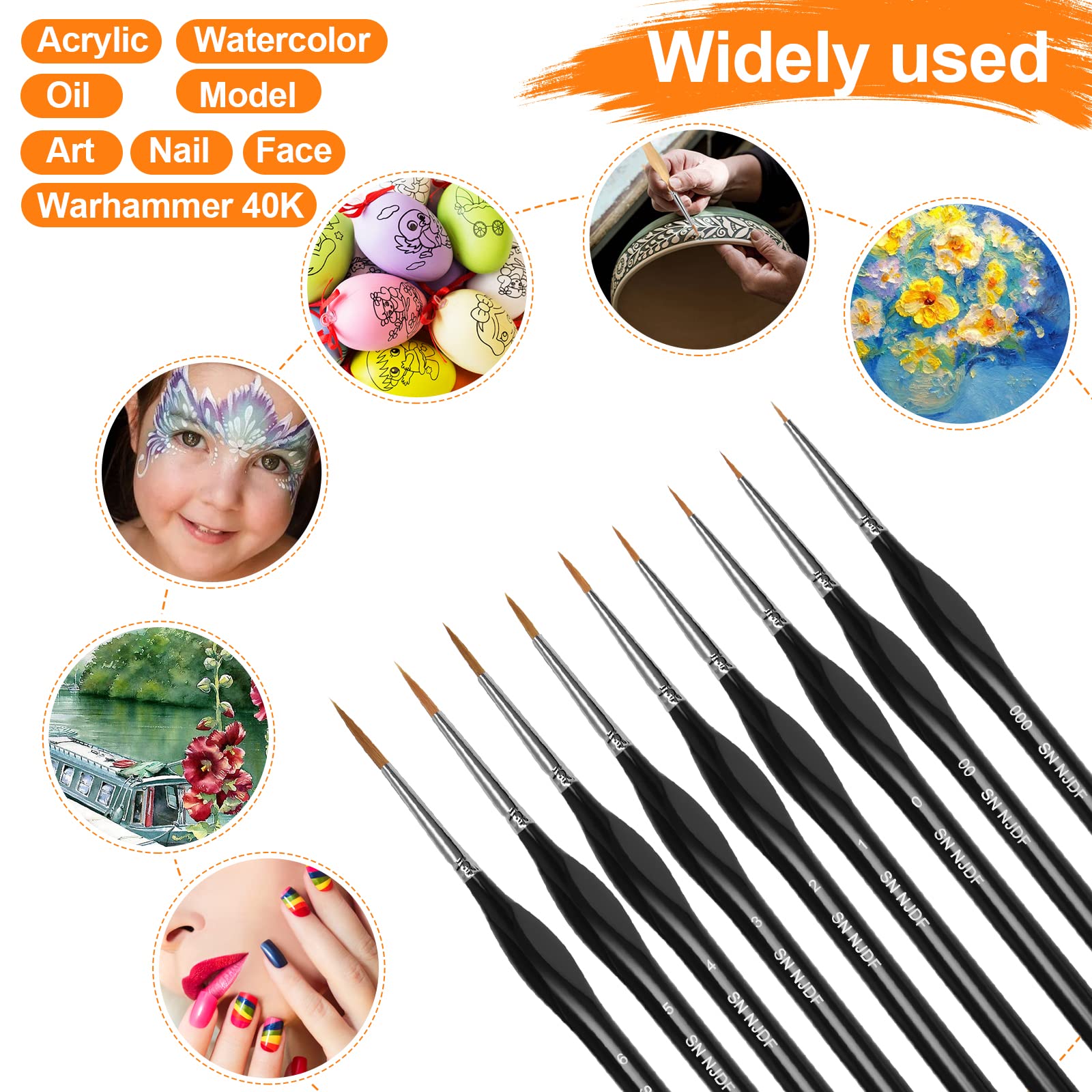 Miniature Painting Kit - (Set of 13) Fine Micro Detail Paint Brushes, Miniature Paint Brushes for Models, Face, Nail Art, fantasy, Acrylic, Watercolor