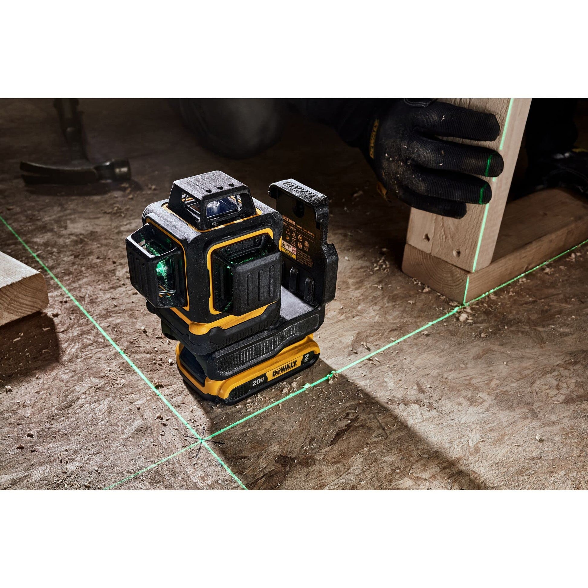 DEWALT 20V MAX Laser Level, Cross Line Laser, 3X360, Green, Bare Tool Only (DCLE34031B),Black - WoodArtSupply