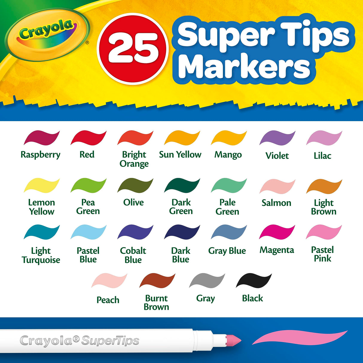 Crayola Super Tips Coloring Art Case SuperTips Washable Markers, 65 Piece Set, Packaging May Vary Crayola
