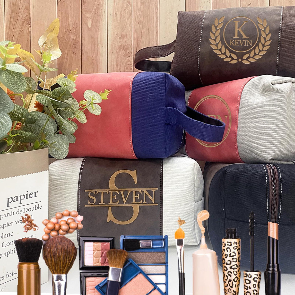 xrlsg Personalized Toiletry Bag for Men Custom Laser Engraved Travel Organizer Kit with Name Monogrammed Gift for Husband Boyfriend Dad xrlsg