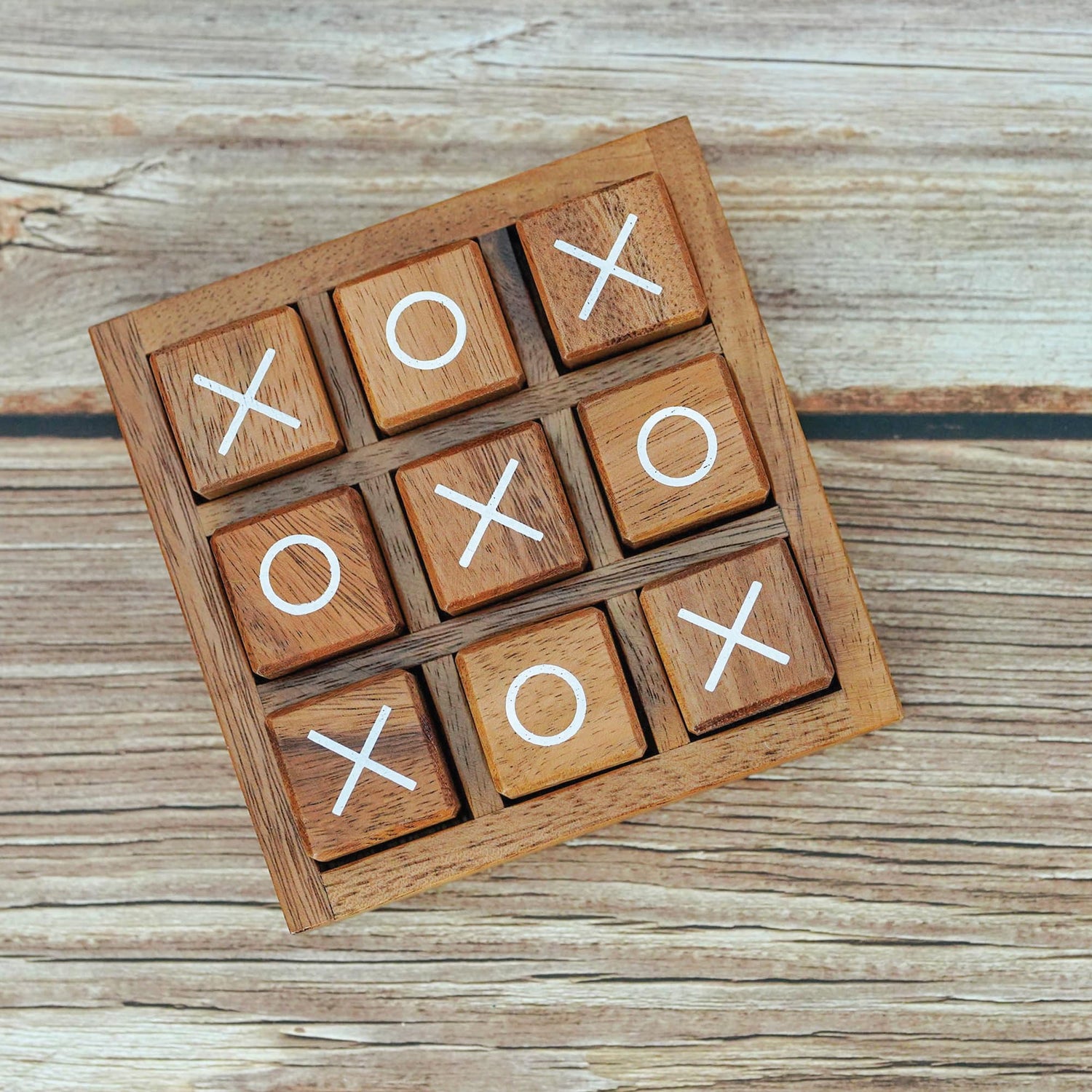 BSIRI XO Blocks (L) Tic Tac Toe Board Games-Ideal for Kids Games, Family Games and Game Night for Adults, Farmhouse Decor for Coffee Table Decor, BSIRI