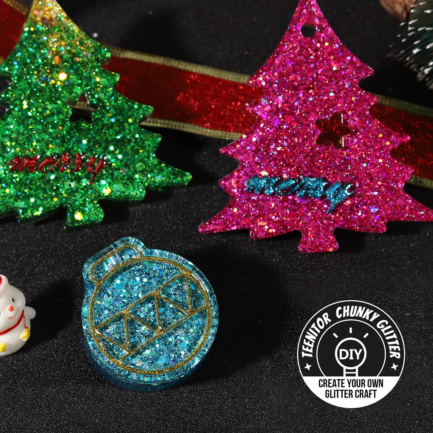 Teenitor Glitter, Rave Festival Chunky and Fine Glitter Mix,32 Colors Iridescent Loose Glitter, Cosmetic Makeup Face Body Hair Glitter Teenitor