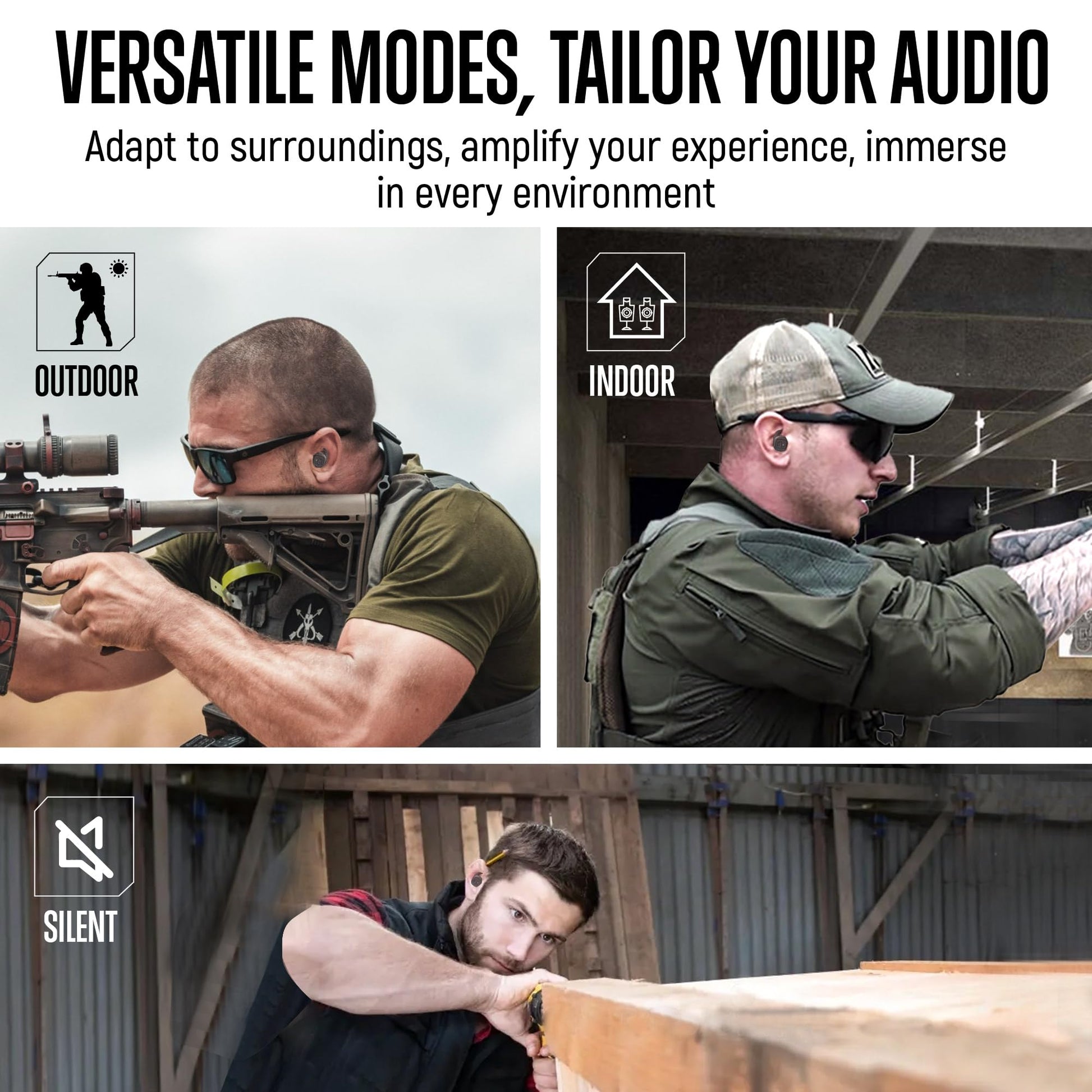 GLORYFIRE Shooting Ear Protection Earmuffs, Bluetooth Hearing Protection Ear Muffs for Noise Reduction - WoodArtSupply