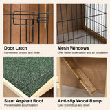 Tangkula Wood Chicken Coop and Rabbit Hutch, Indoor Outdoor Bunny Hutch with Ramp & Run, Hen Guinea Pig Cage with Waterproof Roof Ventilation Door, Tangkula