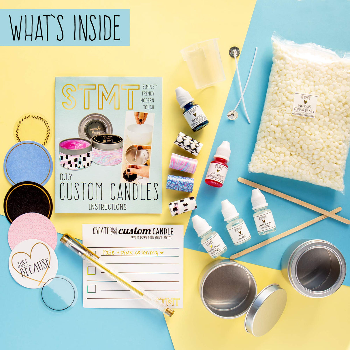 STMT D.I.Y. Custom Candles, Candle Maker Kit, DIY Candle Making Set, Make Your Own Candle Starter Kit for Kids, Ages 8+, Colors may vary STMT