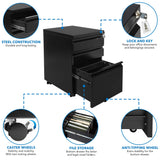 Mount-It! Mobile File Cabinet with 3 Drawers | Under Desk Rolling Storage with Lock for Supplies, Files, and Materials, Mobile Space Saving for Home Mount-It!