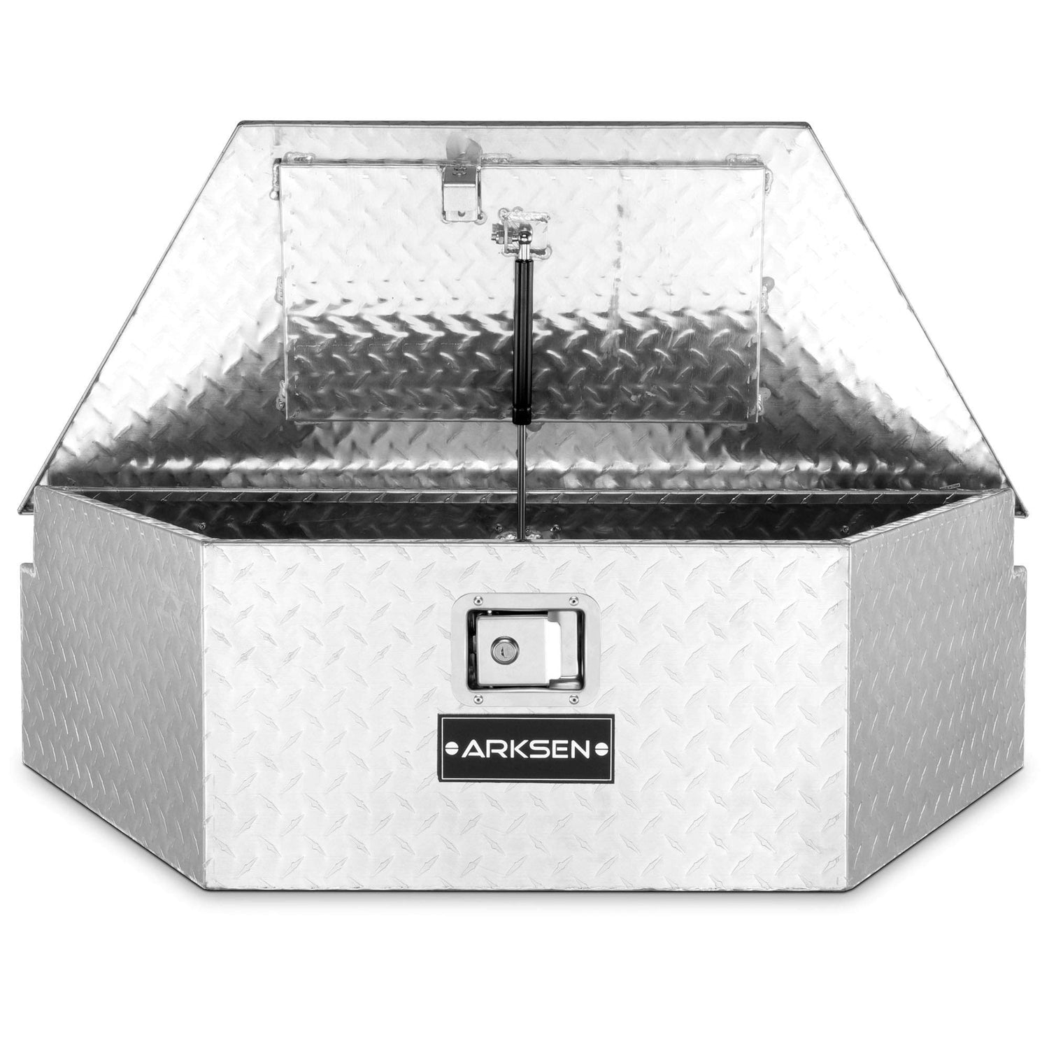ARKSEN 39 Inch Aluminum Diamond Plate Tongue Box Tool Chest, Waterproof Under Truck Storage for Pick Up Truck Bed, RV Trailer, ATV with Lock and Keys ARKSEN