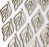 ALL SIZES BULK (12pc to 100pc) Unfinished Wood Wooden Laser Cutout Long Leaf Dangle Earring Jewelry Blanks Shape Crafts Made in Texas Texan Wood Crafts