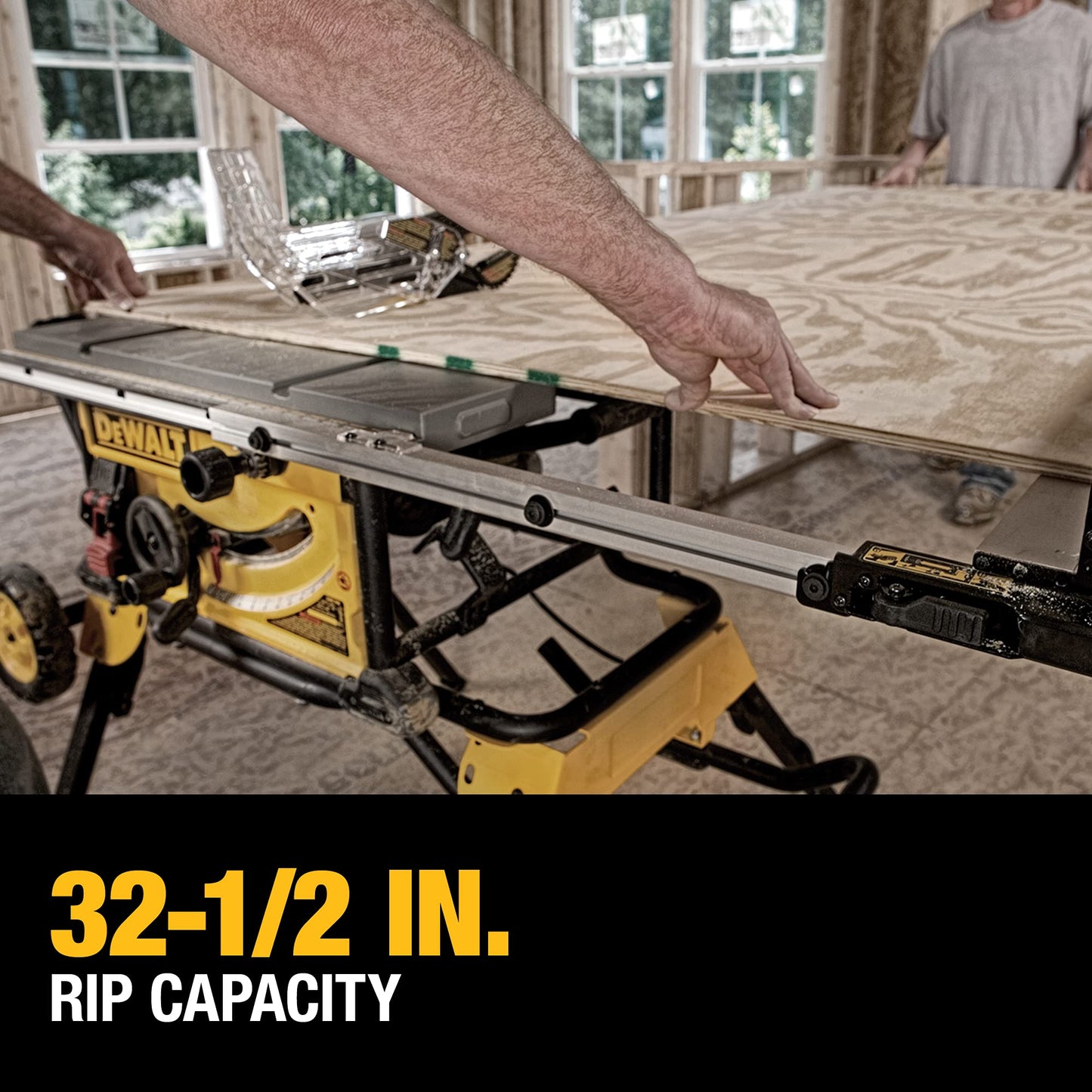 DEWALT 10 Inch Table Saw, 32-1/2 Inch Rip Capacity, 15 Amp Motor, With Rolling/Collapsible Stand (DWE7491RS)